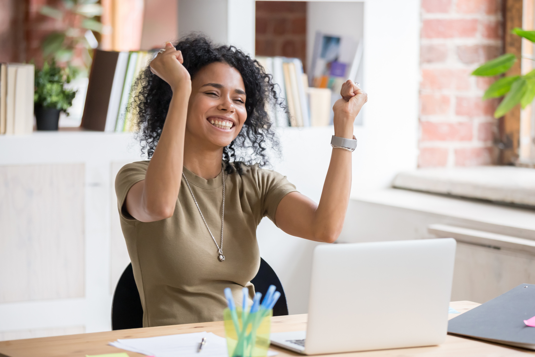 Excited Woman in the Office 